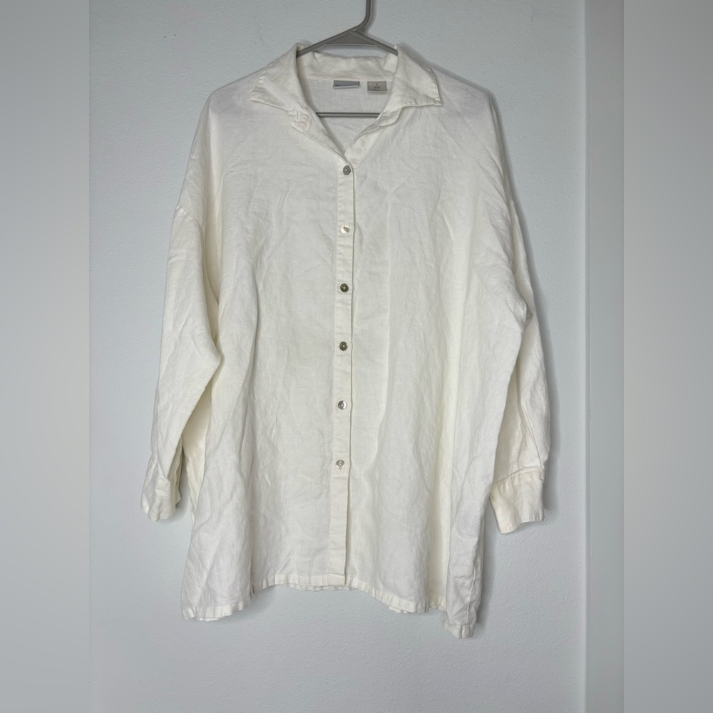 PARADOX 100% LINEN BUTTON UP BLOUSE SZ M